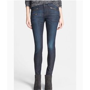Rag & Bone Kensington Ankle Zip Skinny Jeans Dark Wash